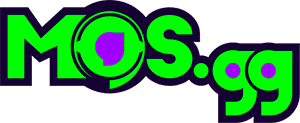 Logotipo MOS.gg em verde e roxo